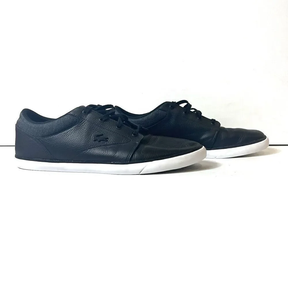 Lacoste Men's Size 13 Black Leather Sneaker Low Top Lace Up Comfort Casual Shoes
